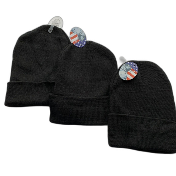 3 Beanie Knit Ski Cap Hat Winter Lace Beanie Adult One Size Knit Deep Black - Picture 3 of 3